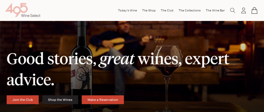 495 Wine Select homepage