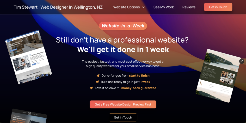 Tim Stewart Web Design homepage